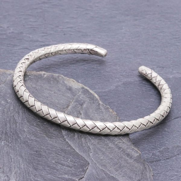 Alternate image for Thai Hand Crafted Sterling Silver Cuff Bracelet Silver Bond