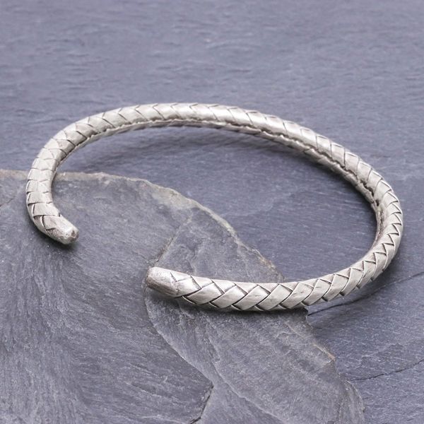 Alternate image for Thai Hand Crafted Sterling Silver Cuff Bracelet Silver Bond
