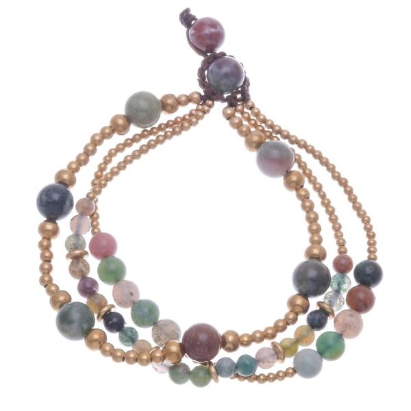 Alternate image for Multicolored Agate and Brass Beaded Bracelet Natural Wonders