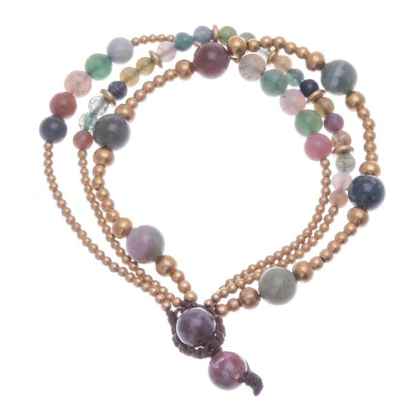 Alternate image for Multicolored Agate and Brass Beaded Bracelet Natural Wonders