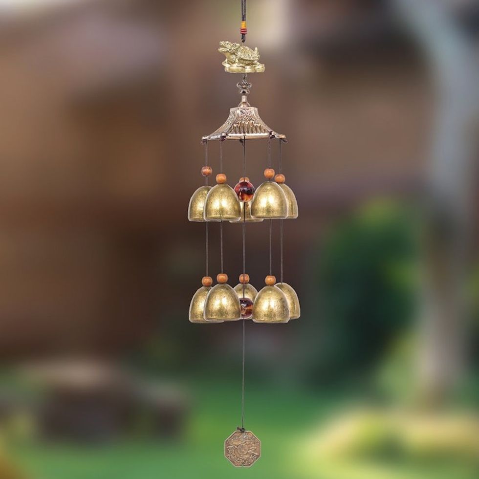 Dragon Turtle Themed Wind Chime Made from Aluminum and Brass 'Harmony Bells'
