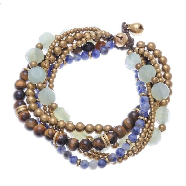 Alternate image for Multi-Gemstone Beaded Torsade Bracelet from Thailand Thai Tranquility