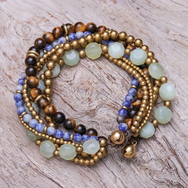 Alternate image for Multi-Gemstone Beaded Torsade Bracelet from Thailand Thai Tranquility