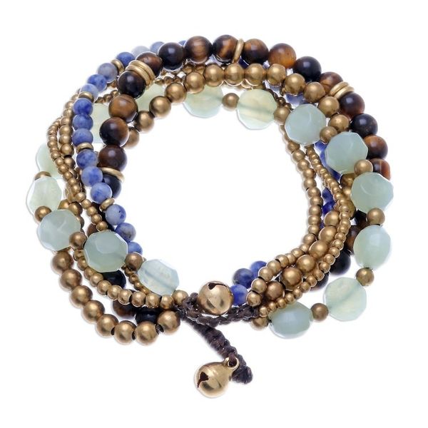 Alternate image for Multi-Gemstone Beaded Torsade Bracelet from Thailand Thai Tranquility