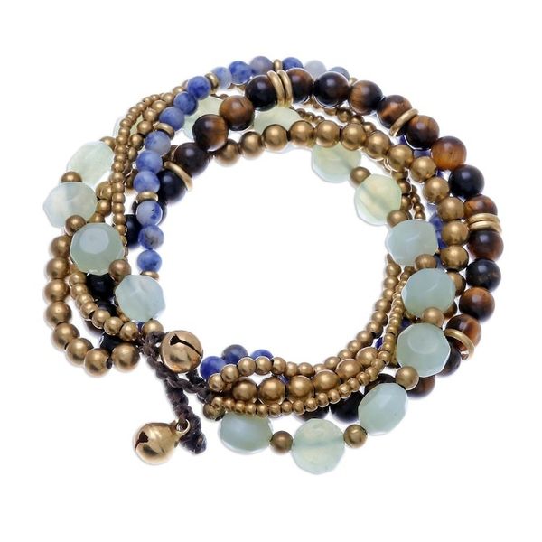 Alternate image for Multi-Gemstone Beaded Torsade Bracelet from Thailand Thai Tranquility