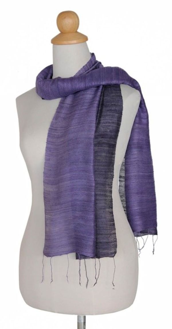 Alternate image for Purple Silk Scarf Bold Lily