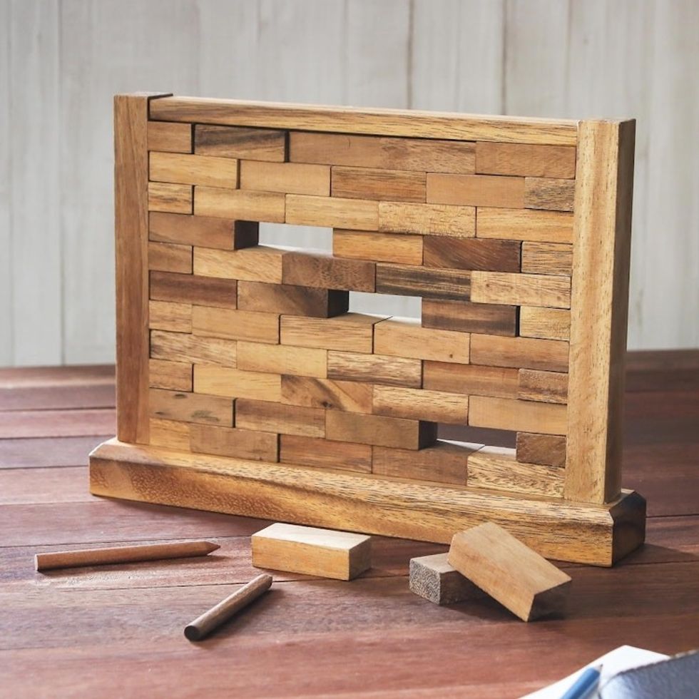 Handmade Multi Player Raintree Wood Game from Thailand 'Stacking Wall'