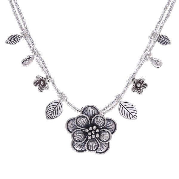 Alternate image for Silver Flower Two Strand Charm Necklace Karen Daisy