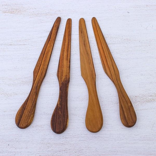 Alternate image for Hand Crafted Teak Wood Spreaders Made in Thailand Set of 4 Spread Joy