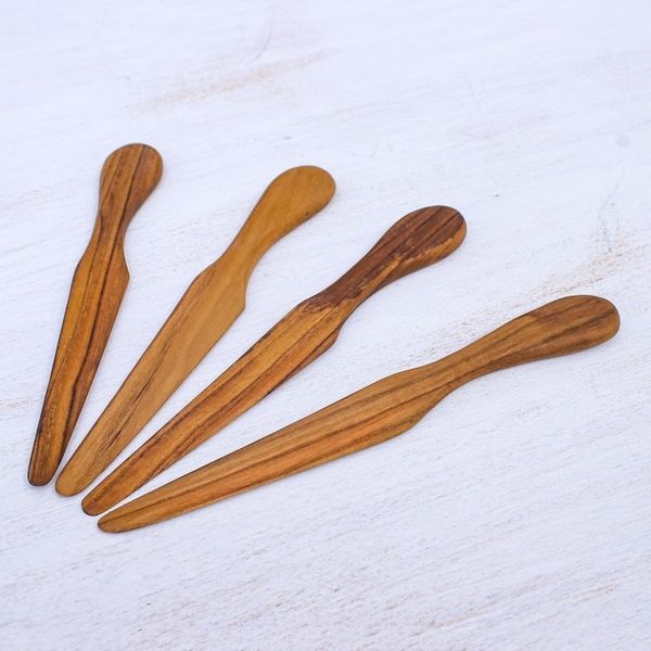 Alternate image for Hand Crafted Teak Wood Spreaders Made in Thailand Set of 4 Spread Joy