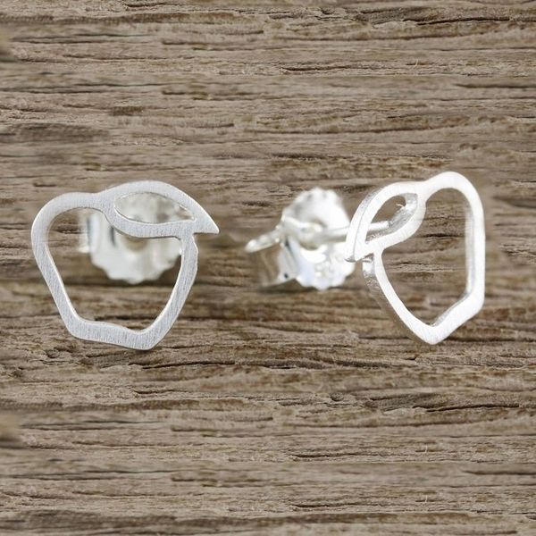 Alternate image for Sterling Silver Apple Stud Earrings from Thailand Apples