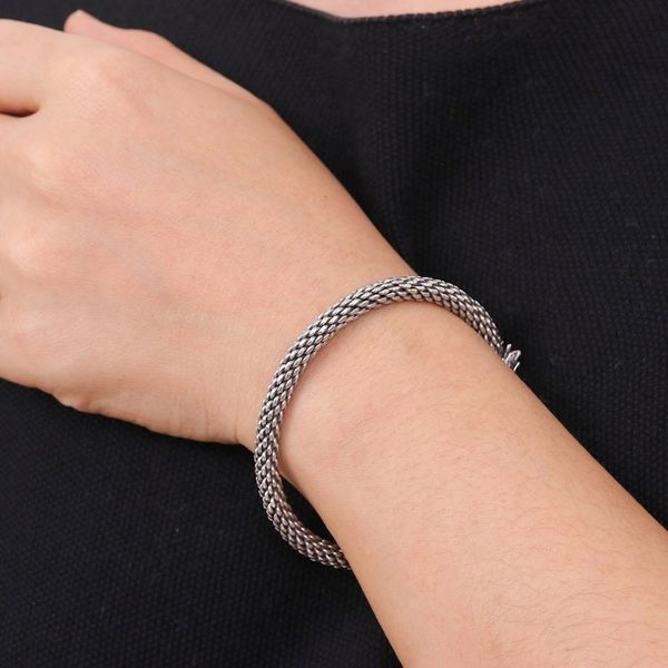 Alternate image for Unisex Sterling Silver Cuff with Dragon and Lotus Dragon and Lotus