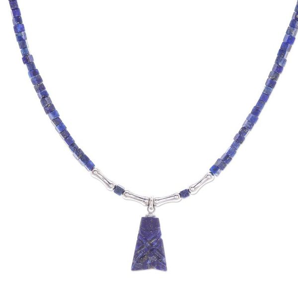 Alternate image for Hand Made Sterling Silver and Lapis Lazuli Pendant Necklace Shrouded Origins