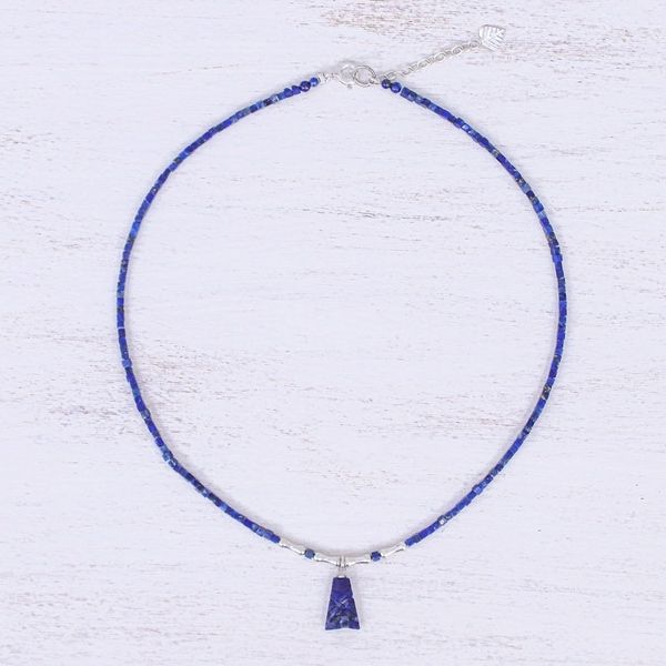 Alternate image for Hand Made Sterling Silver and Lapis Lazuli Pendant Necklace Shrouded Origins
