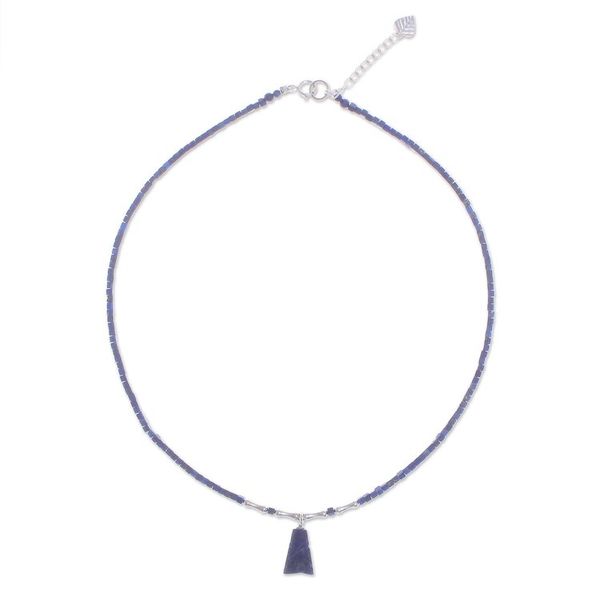 Alternate image for Hand Made Sterling Silver and Lapis Lazuli Pendant Necklace Shrouded Origins