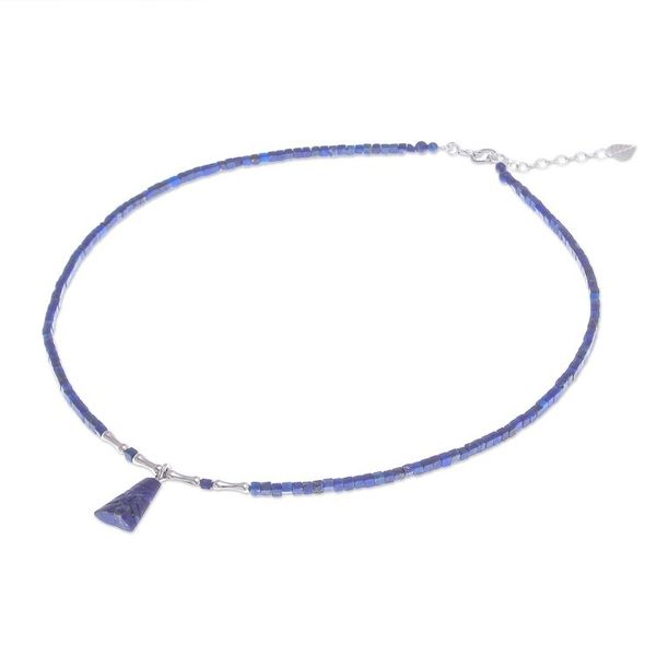 Alternate image for Hand Made Sterling Silver and Lapis Lazuli Pendant Necklace Shrouded Origins
