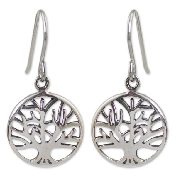 Alternate image for Silver Tree Earrings from Thailand Living Forest