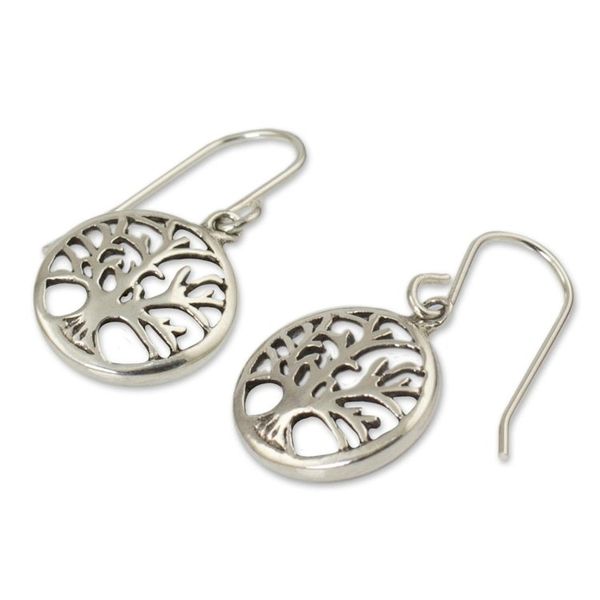 Alternate image for Silver Tree Earrings from Thailand Living Forest