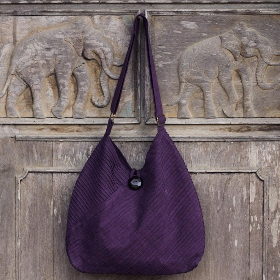 Purple Cotton Hobo Style Handbag with Coin Purse 'Surreal Purple'