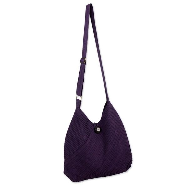 Alternate image for Purple Cotton Hobo Style Handbag with Coin Purse Surreal Purple