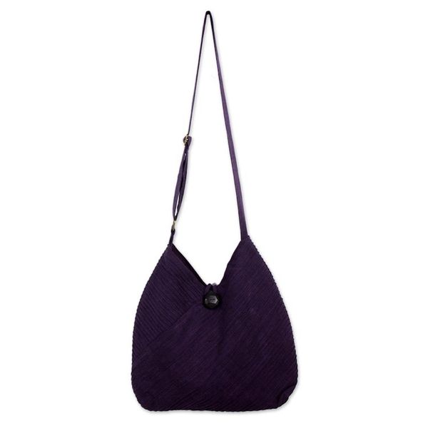 Alternate image for Purple Cotton Hobo Style Handbag with Coin Purse Surreal Purple