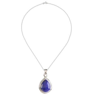 Alternate image for Drop-Shaped Lapis Lazuli Pendant Necklace from Thailand Glamorous Twist