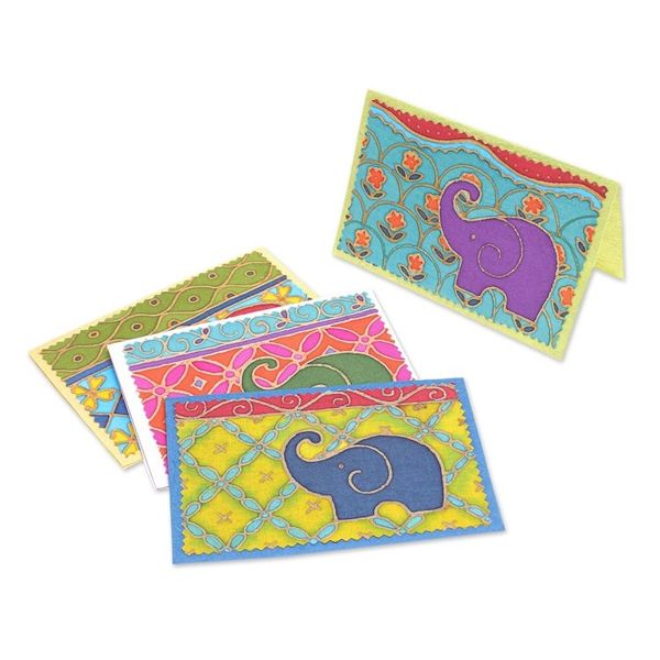 Alternate image for Handmade Mulberry Paper Greeting Cards Festive Elephant
