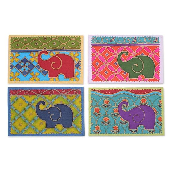 Alternate image for Handmade Mulberry Paper Greeting Cards Festive Elephant