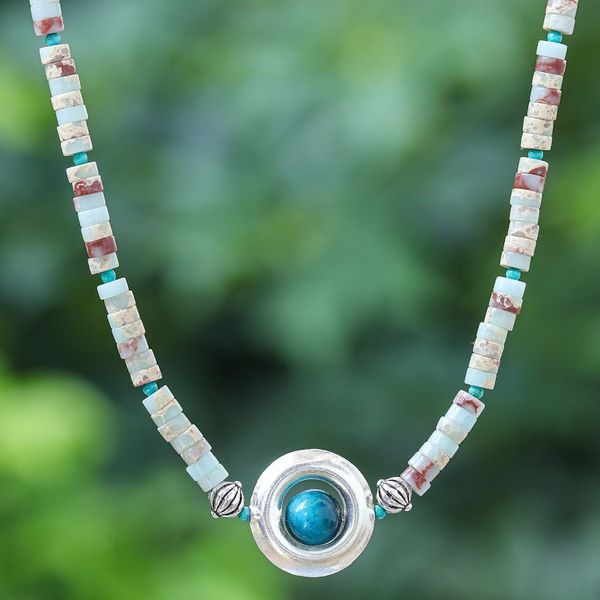 Alternate image for Handmade Gemstone Pendant Necklace Marine Terrace