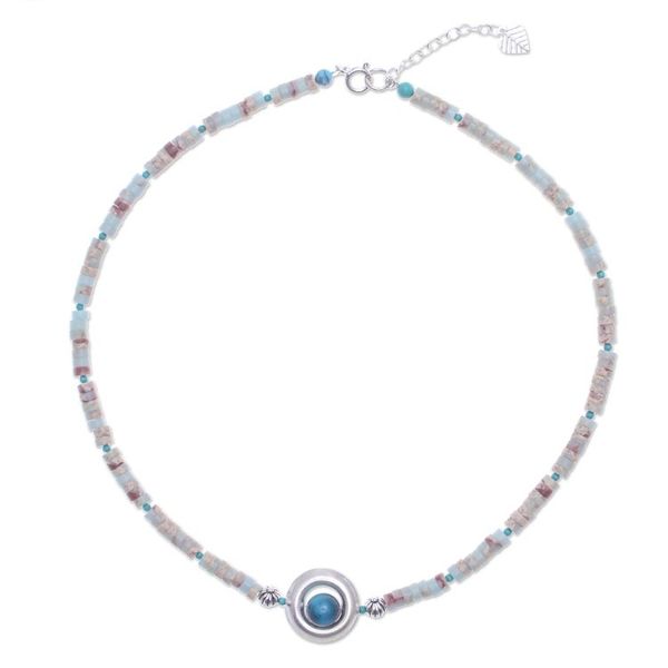 Alternate image for Handmade Gemstone Pendant Necklace Marine Terrace