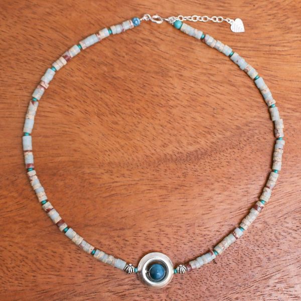 Alternate image for Handmade Gemstone Pendant Necklace Marine Terrace