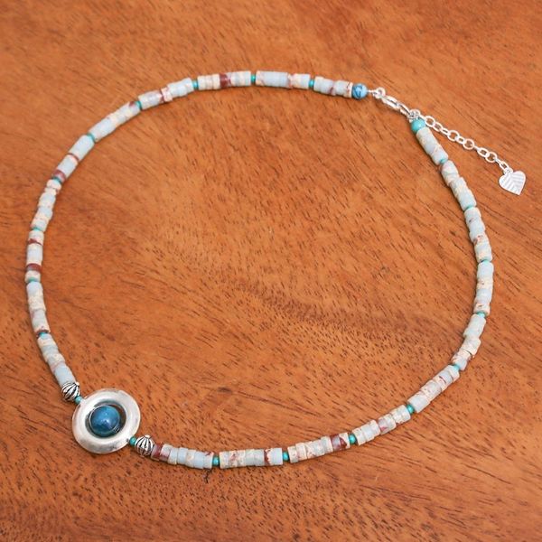 Alternate image for Handmade Gemstone Pendant Necklace Marine Terrace