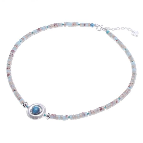 Alternate image for Handmade Gemstone Pendant Necklace Marine Terrace