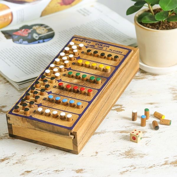 Alternate image for Hand Made Colorful Wood Peg Game from Thailand Code Breaker