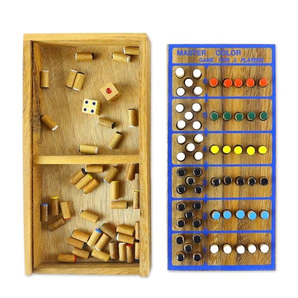 Alternate image for Hand Made Colorful Wood Peg Game from Thailand Code Breaker