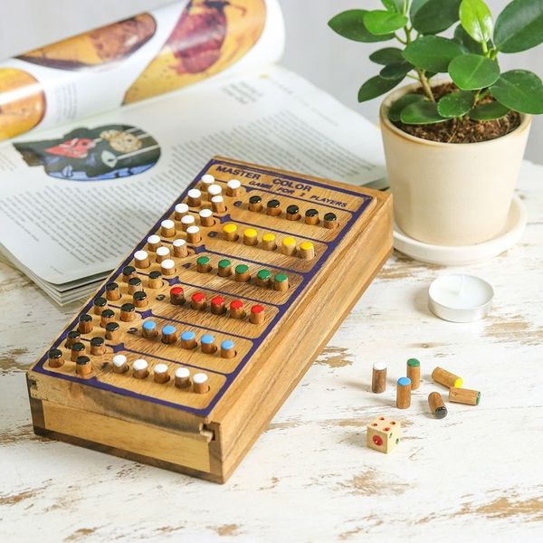 Alternate image for Hand Made Colorful Wood Peg Game from Thailand Code Breaker