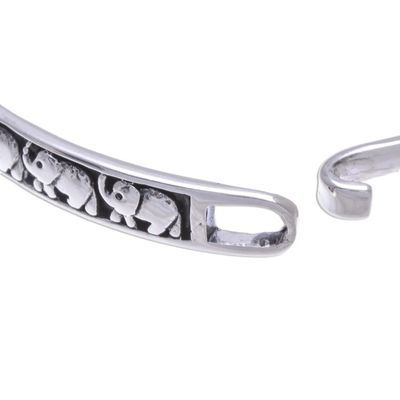 Alternate image for Thai Elephant Sterling Silver Bangle Bracelet Pachyderm Parade