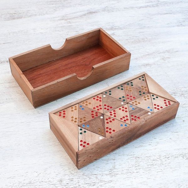 Alternate image for Wood 3-Sided Domino Set Crafted in Thailand Triple Threat