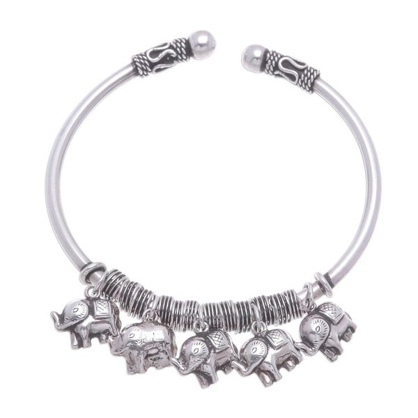 Alternate image for Elephant Charm Cuff Crafted in Sterling Silver Parade of Pachyderms