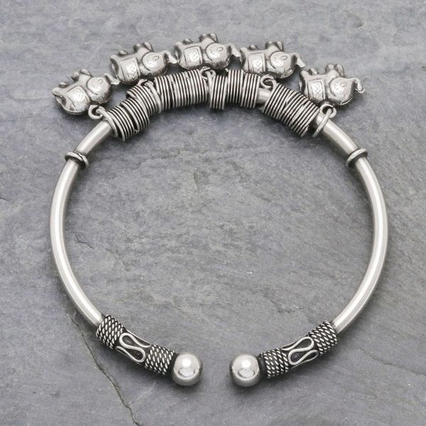 Alternate image for Elephant Charm Cuff Crafted in Sterling Silver Parade of Pachyderms