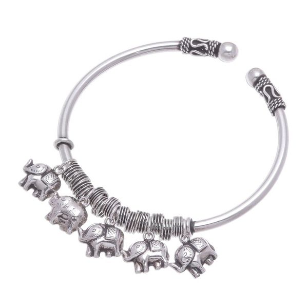Alternate image for Elephant Charm Cuff Crafted in Sterling Silver Parade of Pachyderms