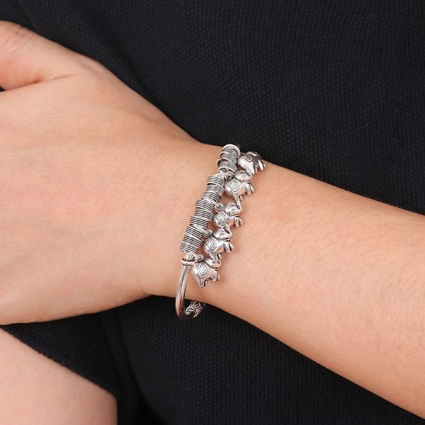 Alternate image for Elephant Charm Cuff Crafted in Sterling Silver Parade of Pachyderms