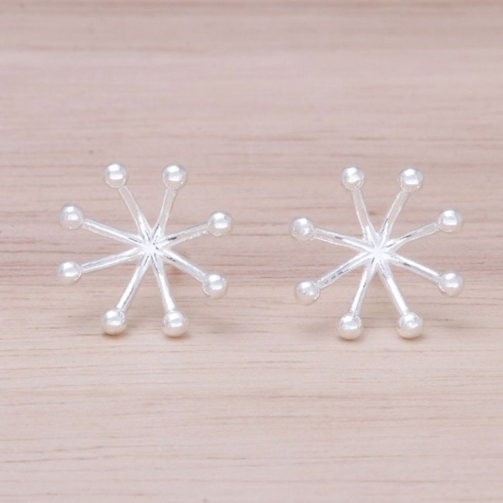 Sterling Silver Star Stud Earrings from Thailand 'Delightful Stars'