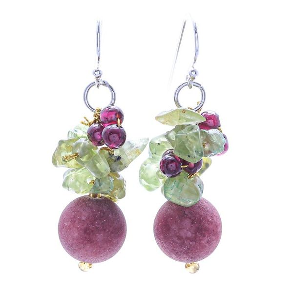 Alternate image for Colorful Multi-Gemstone Cluster Dangle Earrings Berry Lover