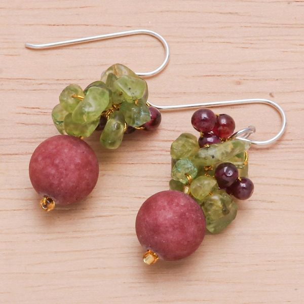 Alternate image for Colorful Multi-Gemstone Cluster Dangle Earrings Berry Lover