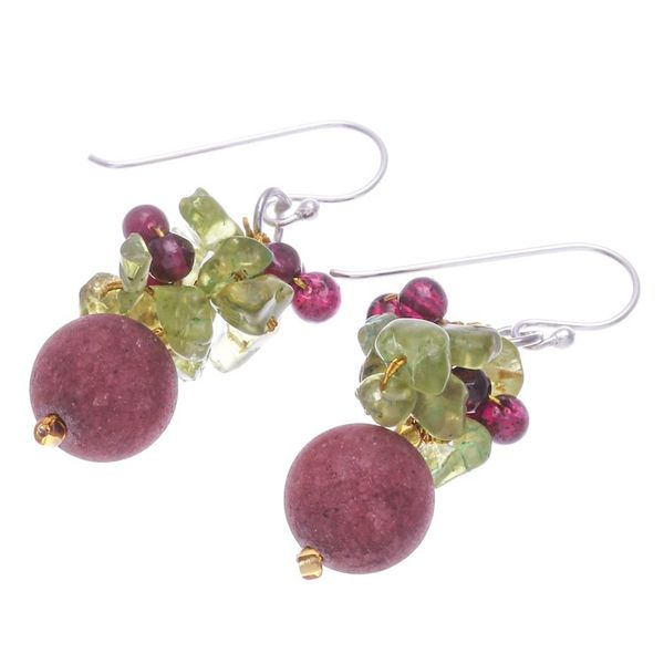Alternate image for Colorful Multi-Gemstone Cluster Dangle Earrings Berry Lover
