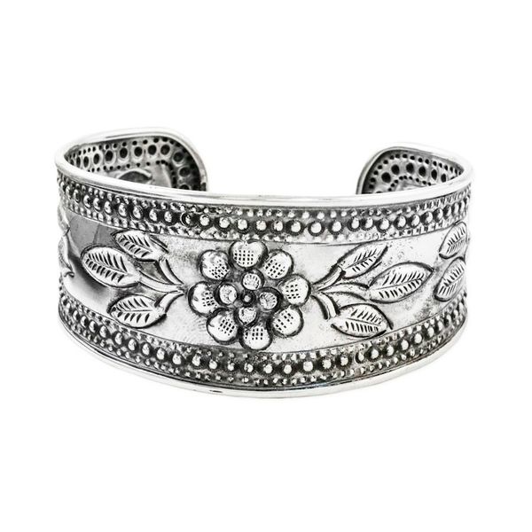 Alternate image for Handmade Sterling Silver Floral Cuff Bracelet from Thailand Pleasure in Paradise