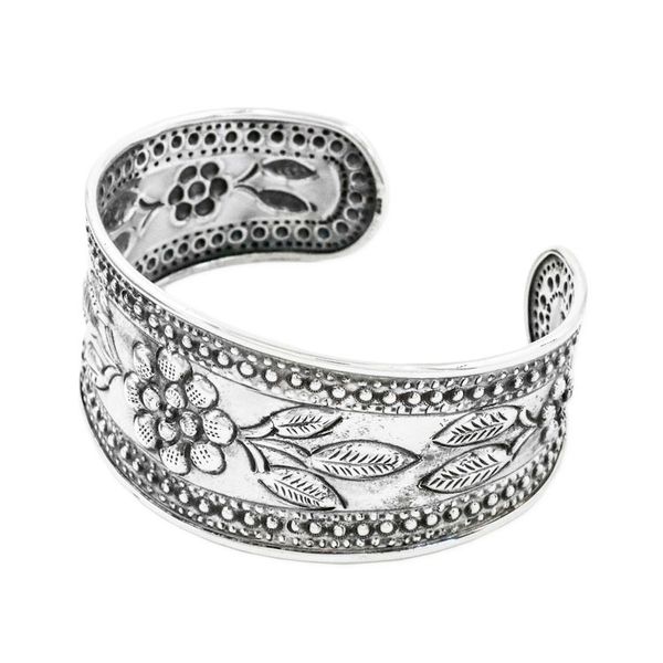 Alternate image for Handmade Sterling Silver Floral Cuff Bracelet from Thailand Pleasure in Paradise