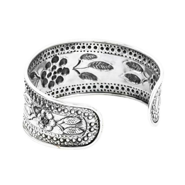 Alternate image for Handmade Sterling Silver Floral Cuff Bracelet from Thailand Pleasure in Paradise