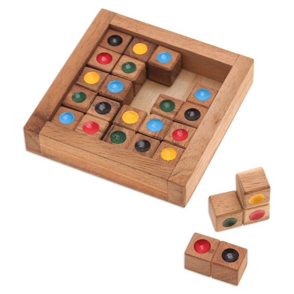 Alternate image for Sudoku-Inspired Raintree Wood Game with Colorful Pieces Colorful Sudoku